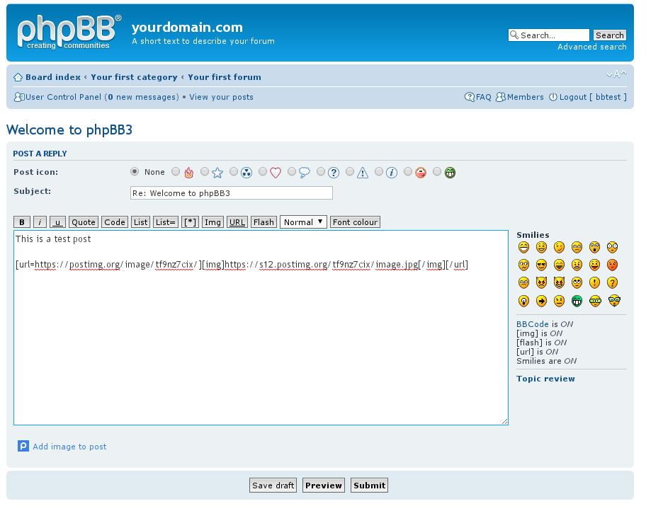 BBCODE. Message Board. Postimg.